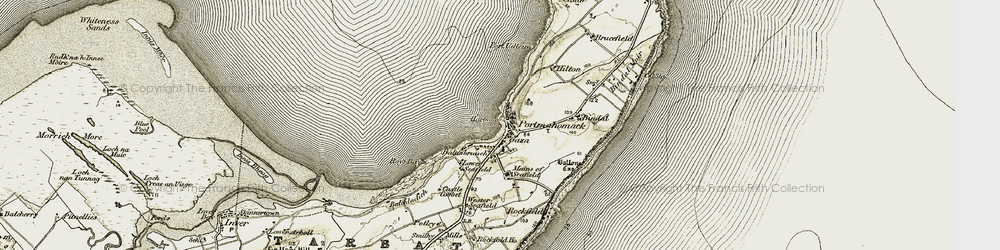 Old map of Portmahomack in 1910-1912