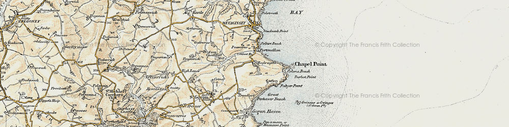 Old map of Bodrugan Barton in 1900