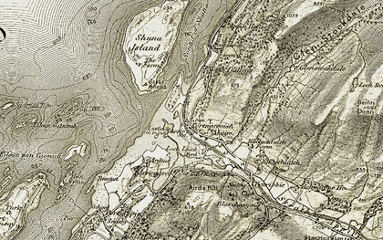 Old map of Shuna Island in 1906-1908
