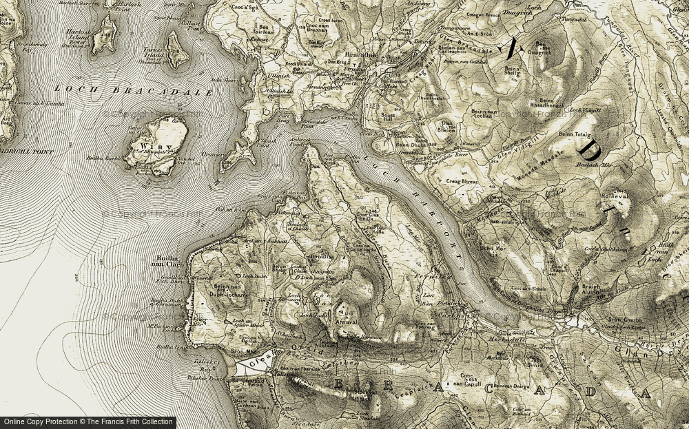 Old Map of Historic Map covering Airigh Samhraidh in 1908-1909