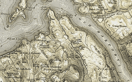 Old map of Airigh Samhraidh in 1908-1909