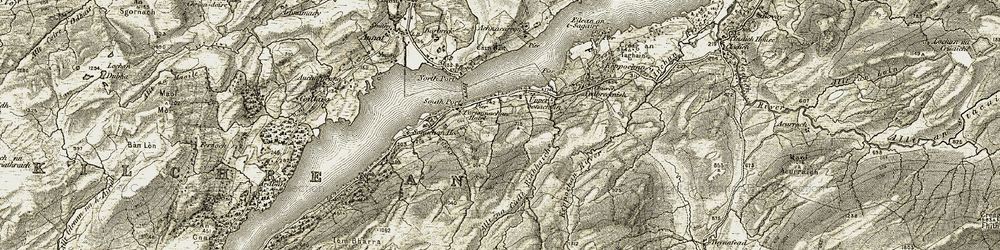 Old map of Allt na Cuile Riabhaiche in 1906-1907