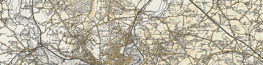 Old map of Portswood in 1897-1909