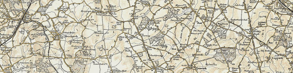 Old map of Portway in 1901-1902