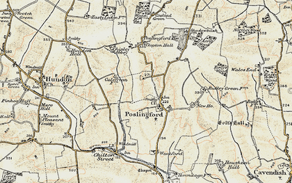 Old map of Poslingford in 1899-1901