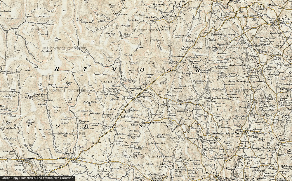 Old Map of Historic Map covering Arch Tor in 1899-1900