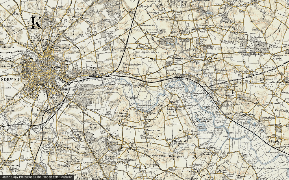 Old Map of Postwick, 1901-1902 in 1901-1902