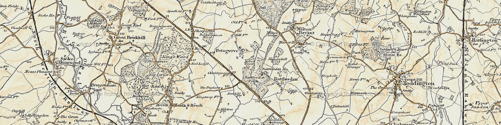 Old map of Battlesden Park in 1898-1899