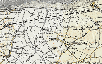 Old map of Potten Street in 1898-1899