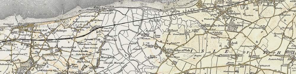 Old map of Potten Street in 1898-1899