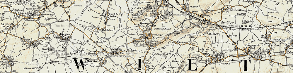 Old map of Potterne in 1898-1899