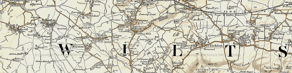Old map of Potterne Wick in 1898-1899