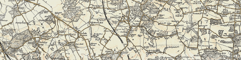 Old map of Potters Bar in 1897-1898