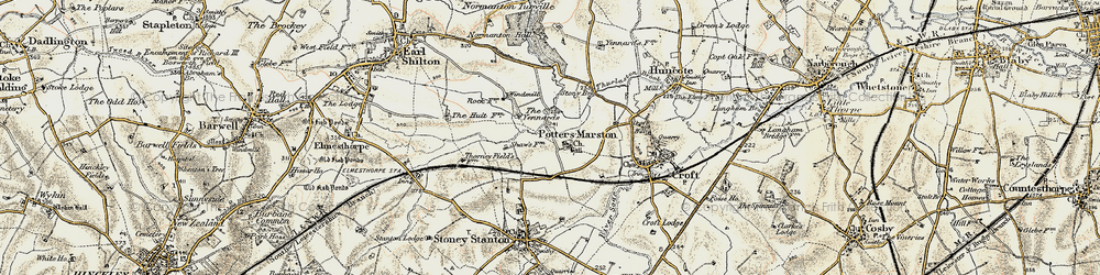 Old map of Potters Marston in 1901-1903