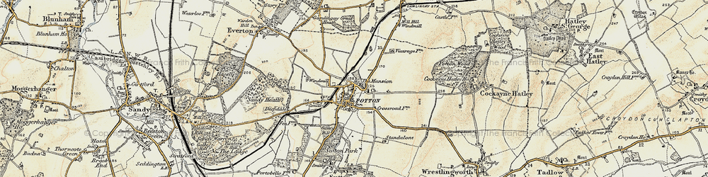 Old map of Potton in 1898-1901