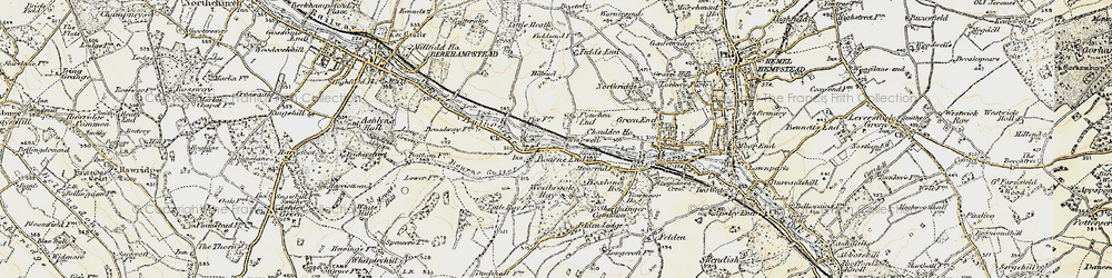 Old map of Pouchen End in 1898