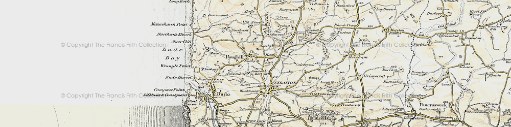 Old map of Poughill in 1900