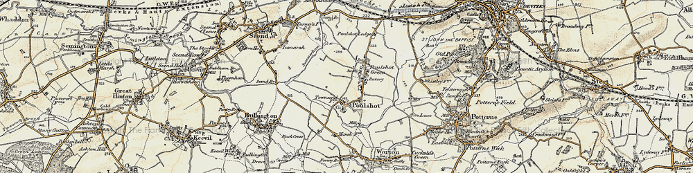 Old map of Poulshot in 1898-1899