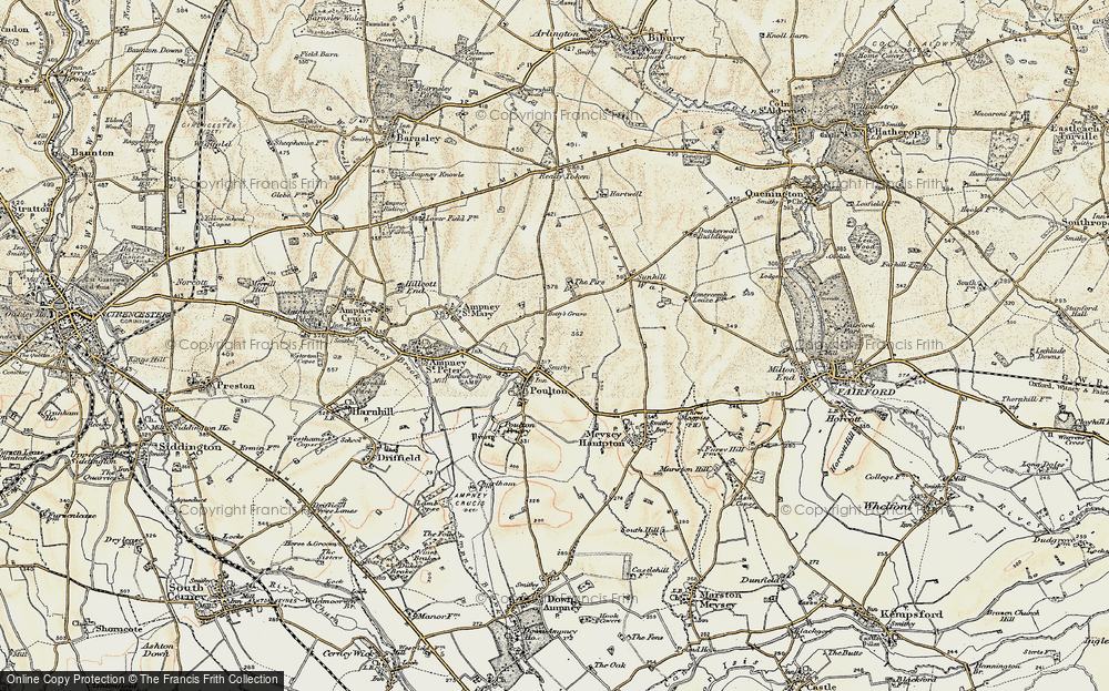 Old Map of Historic Map covering Honeycomb Leaze Fm in 1898-1899