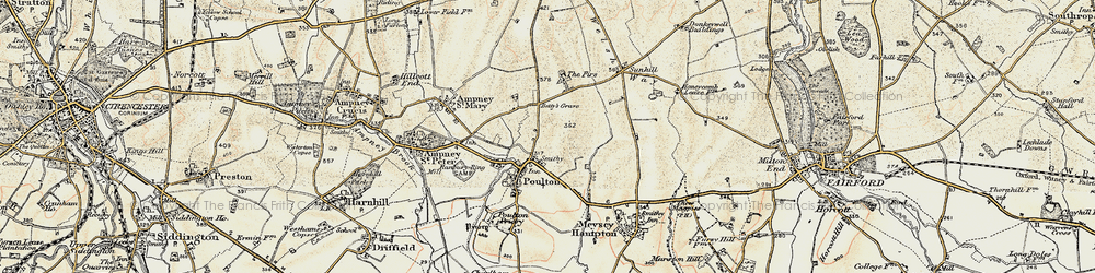 Old map of Honeycomb Leaze Fm in 1898-1899