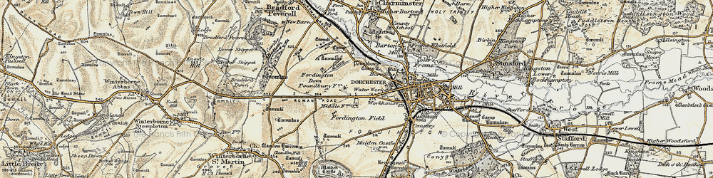 Old map of Fordington Down in 1899