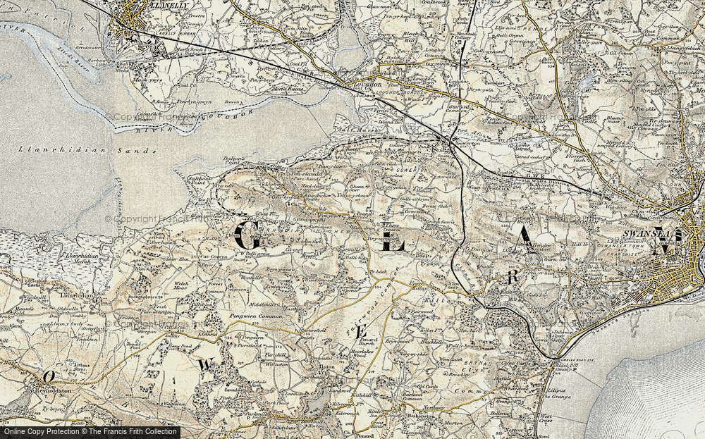 Old Map of Historic Map covering Fairwood in 1900-1901