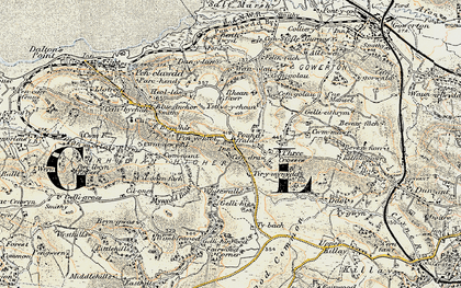 Old map of Poundffald in 1900-1901
