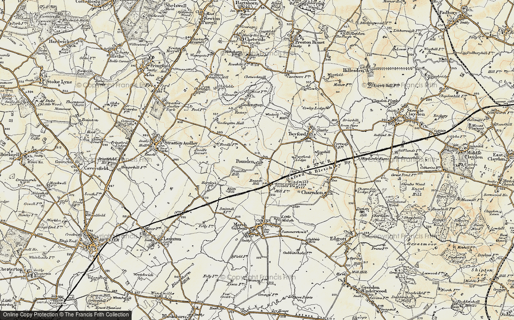 Old Map of Poundon, 1898-1899 in 1898-1899