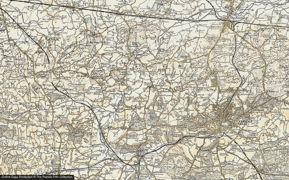 Old Map of Historic Map covering Bullingstone in 1897-1898