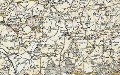 Old map of Bullingstone in 1897-1898