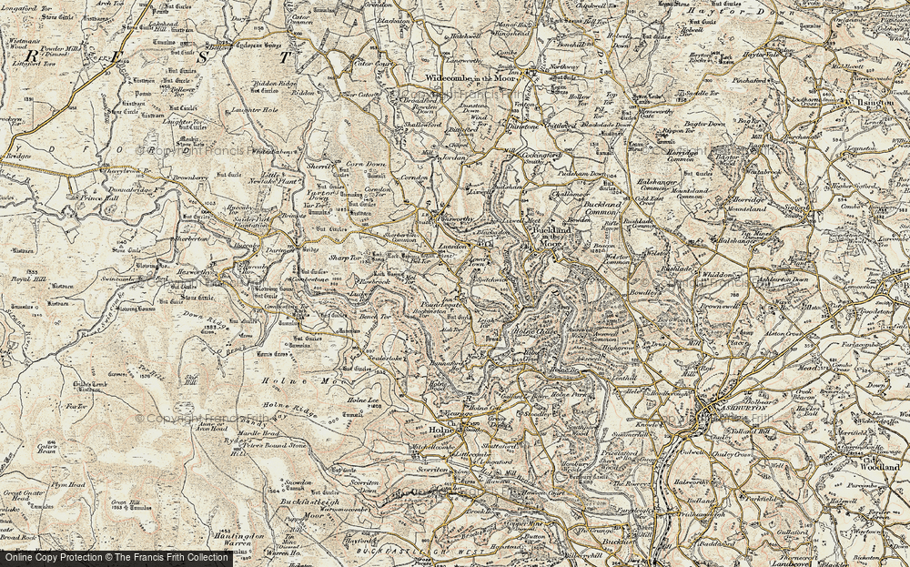 Old Map of Historic Map covering Aish Tor in 1899