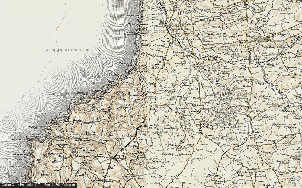 Old Map of Poundstock, 1900 in 1900