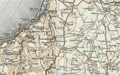 Old map of Poundstock in 1900