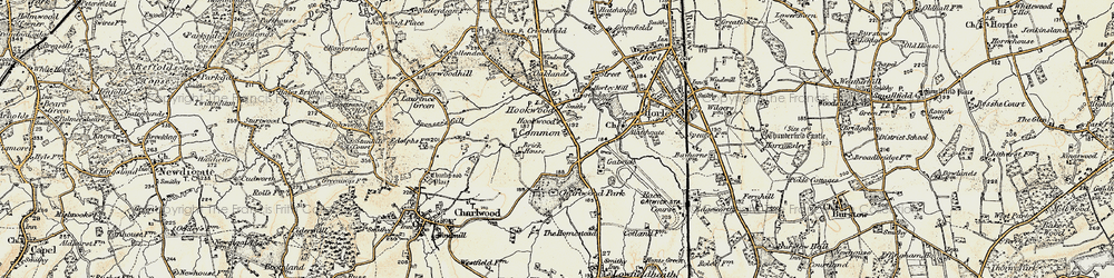 Old map of Povey Cross in 1898-1909