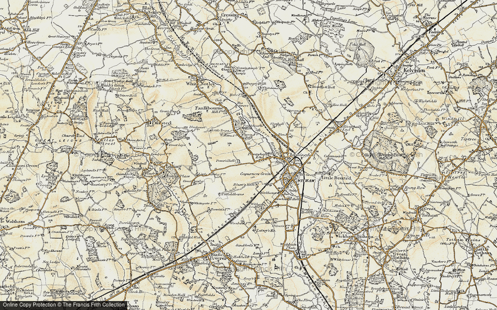 Old Map of Historic Map covering Faulkbourne Hall in 1898-1899