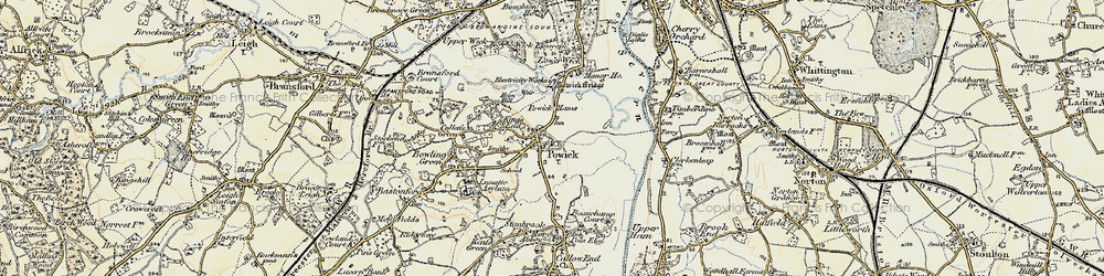 Old map of Powick in 1899-1901
