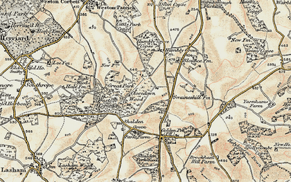 Old map of Powntley Copse in 1897-1900