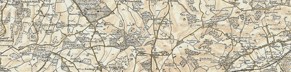 Old map of Powntley Copse in 1897-1900