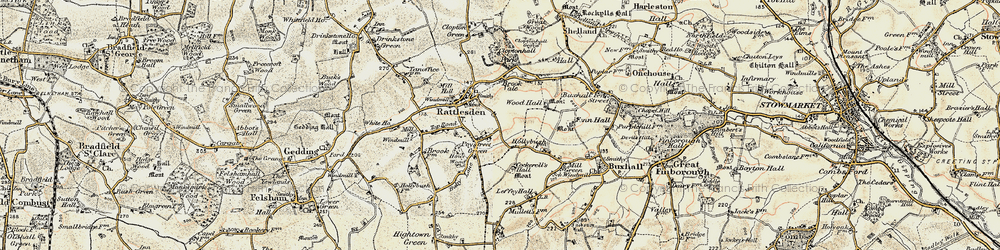 Old map of Poystreet Green in 1899-1901