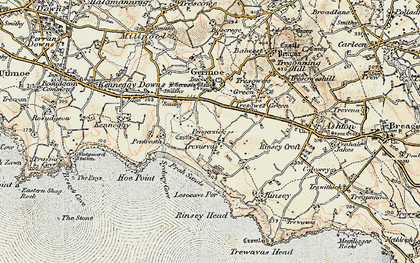Old map of Praa Sands in 1900