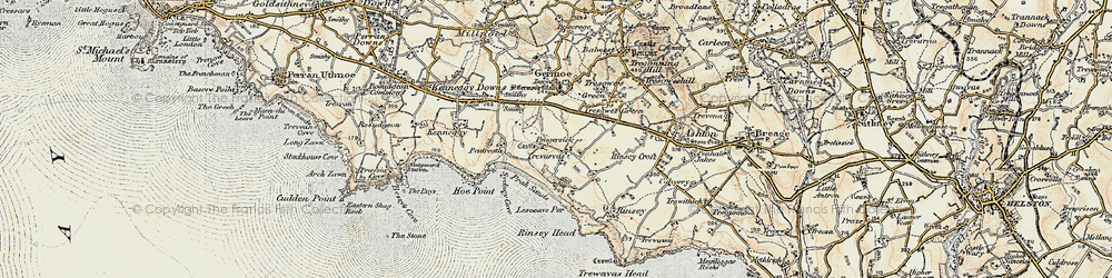 Old map of Praa Sands in 1900