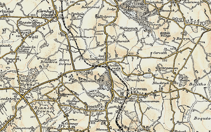 Old map of Praze-an-Beeble in 1900