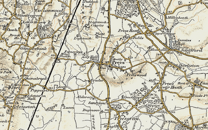Old map of Prees in 1902