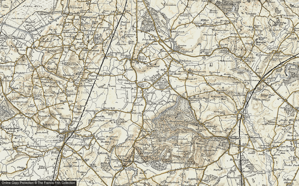 Old Map of Historic Map covering Broadhay in 1902