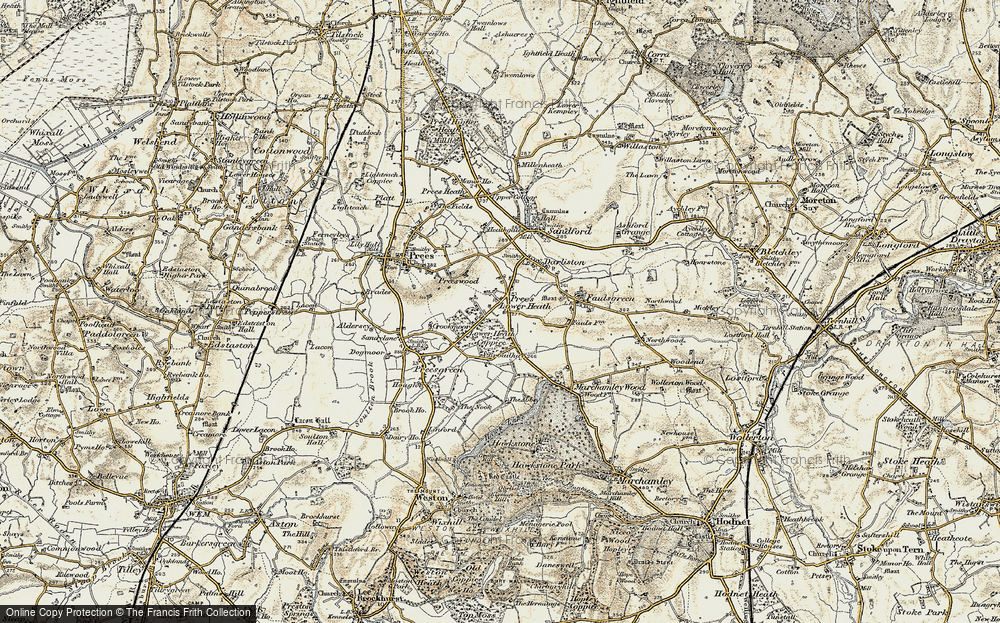 Old Map of Prees Lower Heath, 1902 in 1902