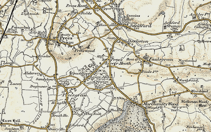 Old map of Prees Lower Heath in 1902