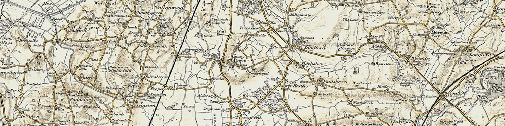 Old map of Prees Wood in 1902