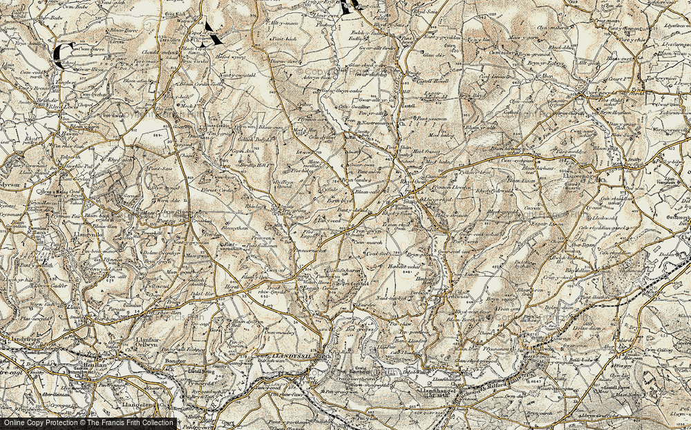 Old Map of Historic Map covering Blaencefel in 1901