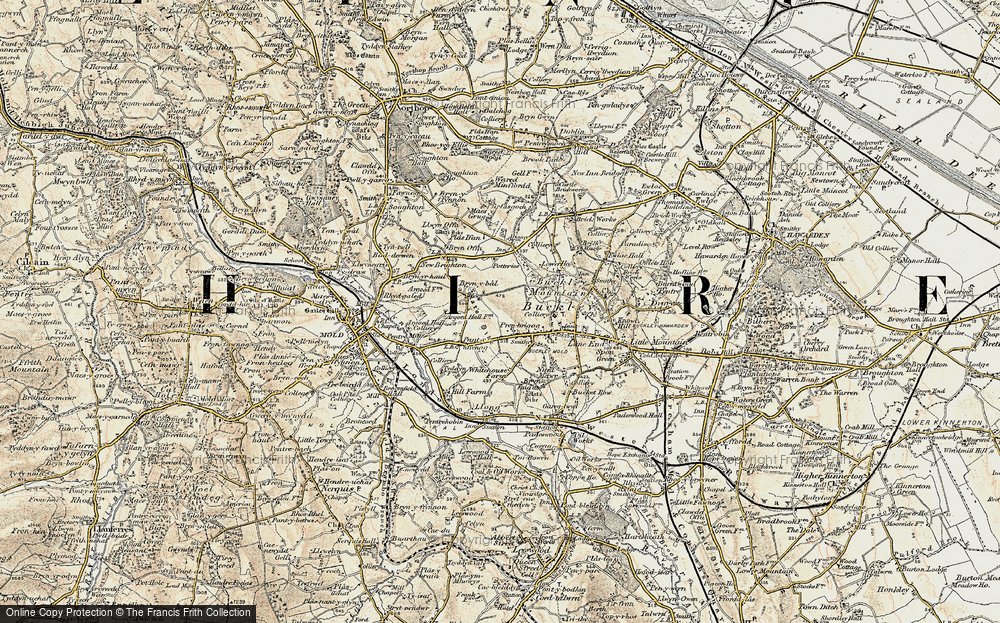 Old Map of Historic Map covering Bryn-y-baal in 1902-1903