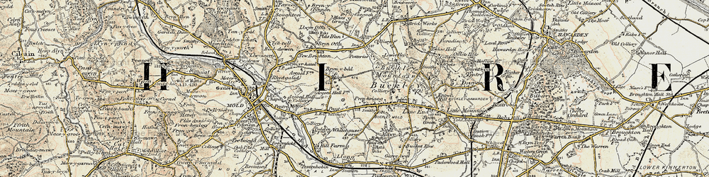 Old map of Bryn-y-baal in 1902-1903